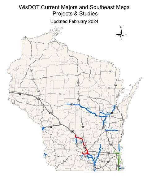Map showing Major HIghway Projects and Studies
