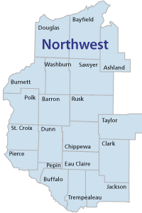 Northwest region counties of Wisconsin