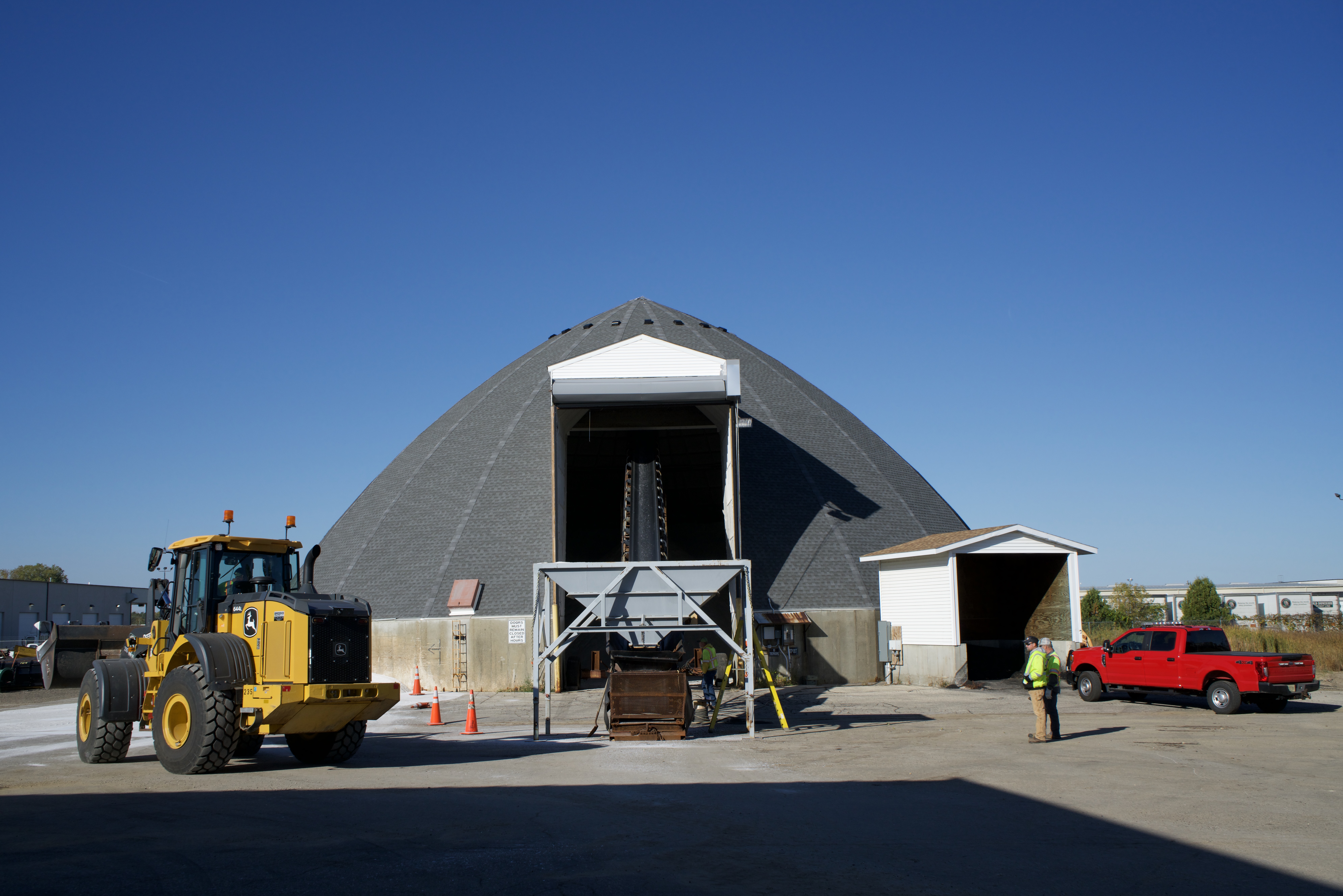 Salt being delivered to a storage facility in Monroe County