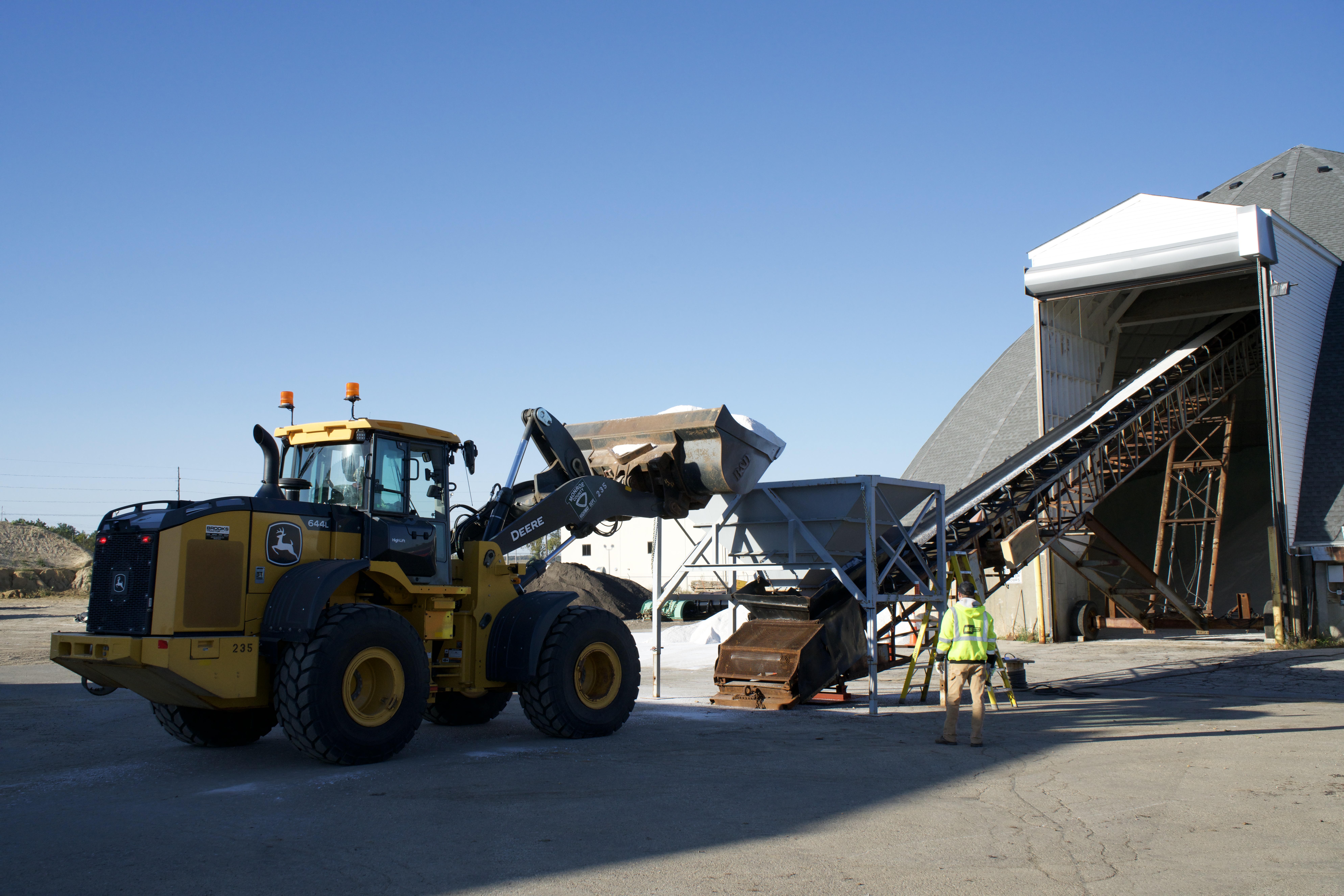 Salt being delivered to a storage facility in Monroe County