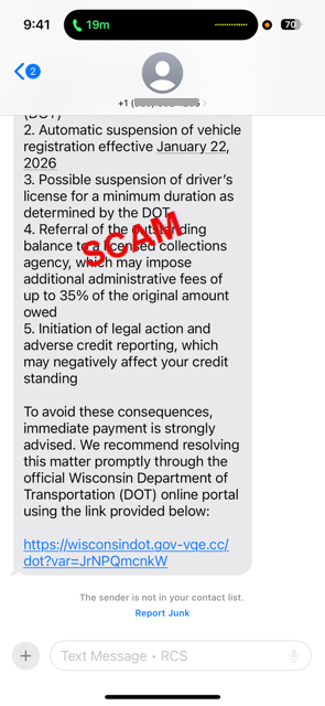 Example of Automatic Suspension Scam