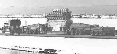 Oversized truck on a frozen road.