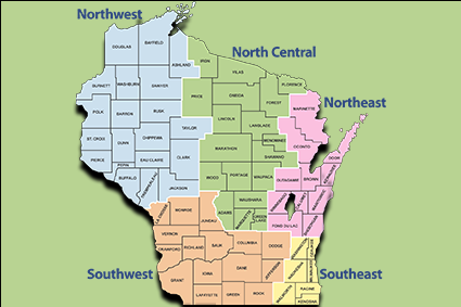 Map of WisDOT regions