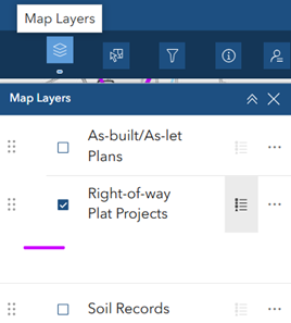 screenshot select right of way plat projects 