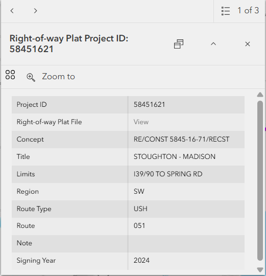 screenshot for right of way plat file