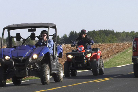 ATV and UTV on a state highway