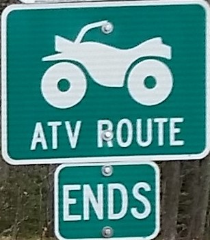 Improper ATV route and END sign
