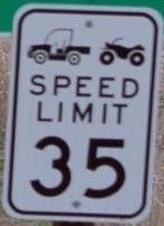 Improper ATV speed limit sign using symbols