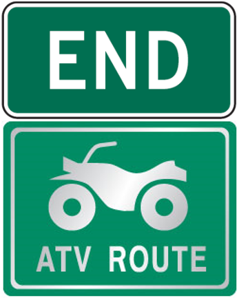 Proper ATV route and END sign