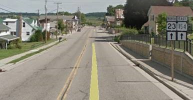 Roadway in urban area