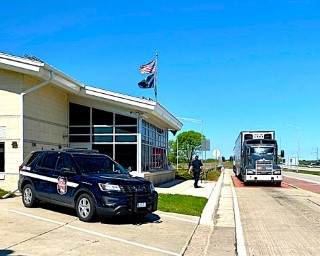 Wisconsin State Patrol inspector at a Safety and Weight Enforcement Facility