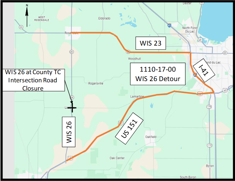 The tentative detour route includes US 151, I-41, and WIS 23.