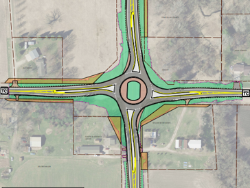 proposed roundabout would consist of single-lane entries on all approaches.