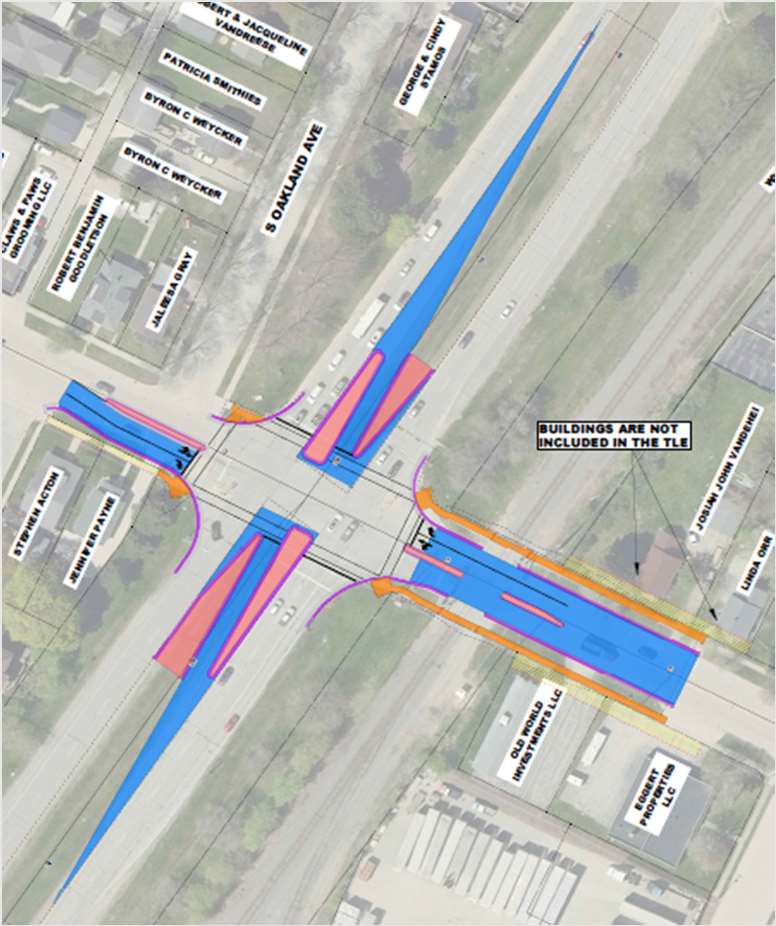 Reconstructing positive offset left turn lanes. 9th and Ashland Avenue