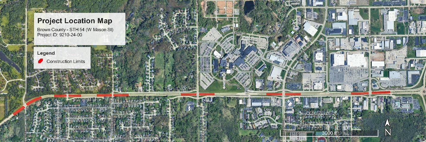 Intersection improvements will take place along WIS 54/West Mason St. at Hillcrest Drive, Green Ridge Drive, La Count Road, Coun