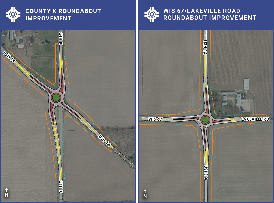 Map displaying roundabouts being proposed.