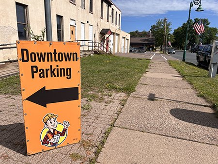 downtown parking sign