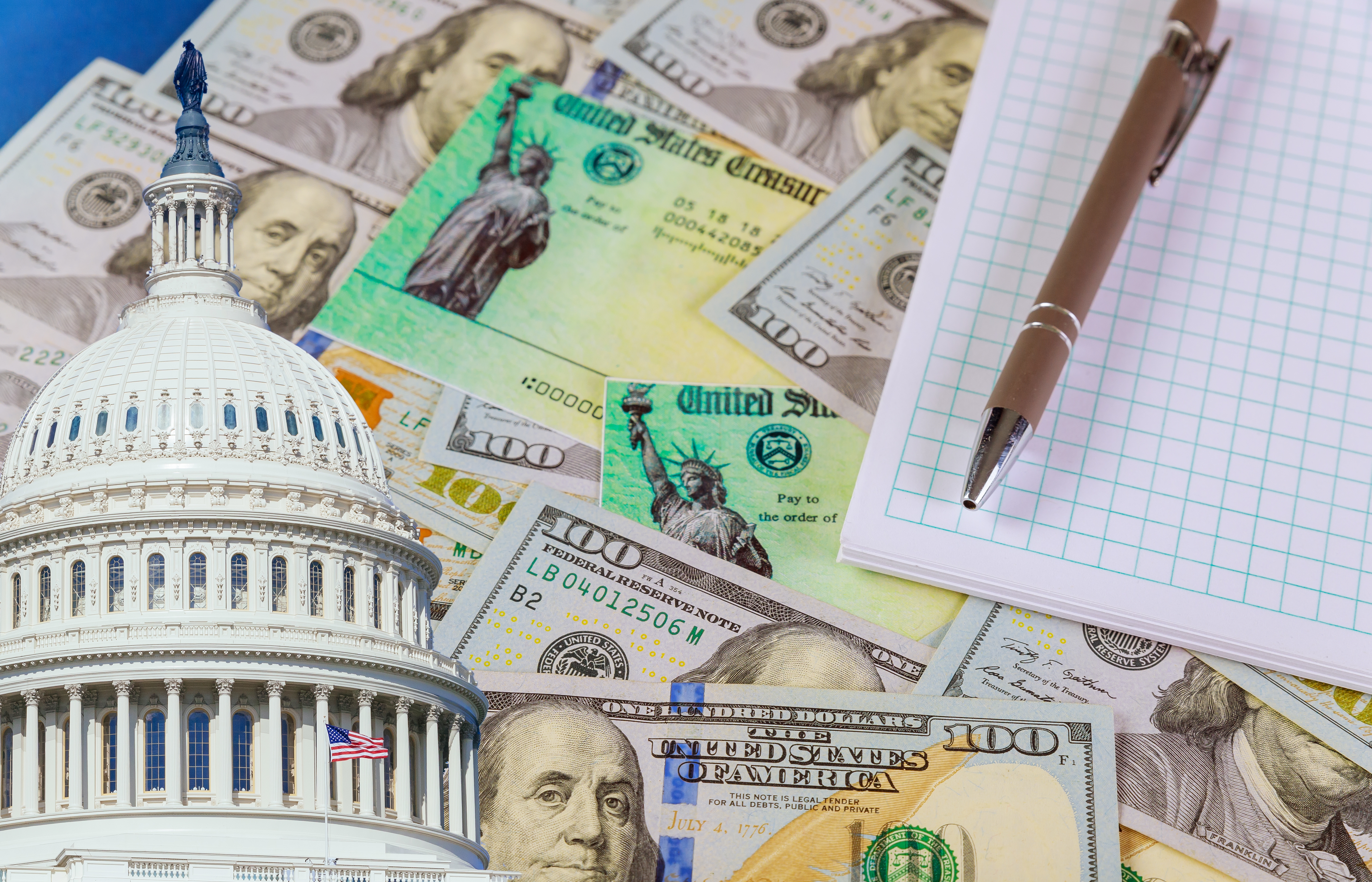 Photo representing funding with US capital and money