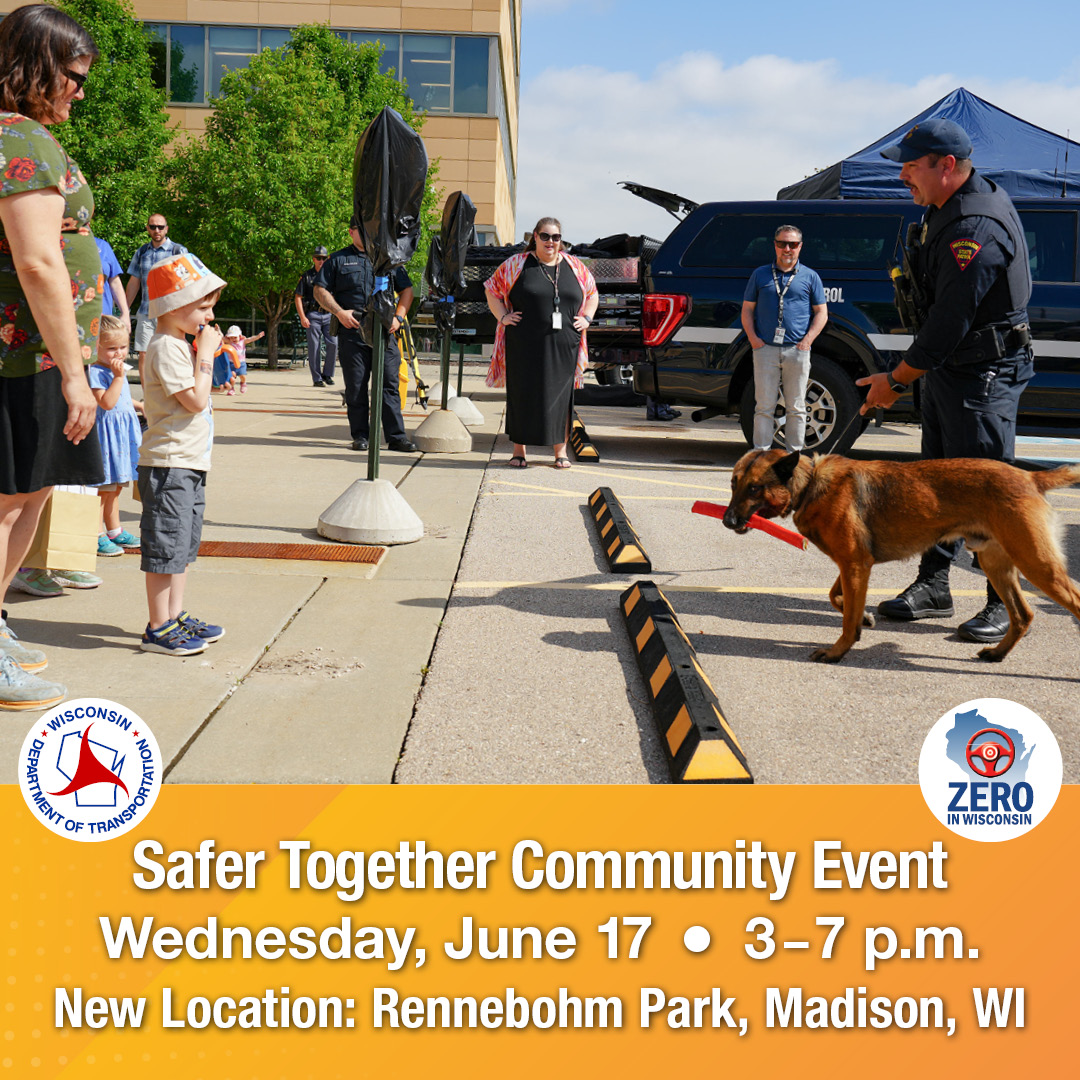 image of k9 unit and pucblic interacting at the safer together community event