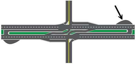 RCUT design where large vehicles are common