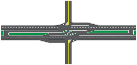 RCUT with major roadway left turn lanes
