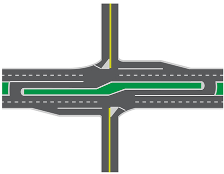 RCUT without major roadway left turn lanes