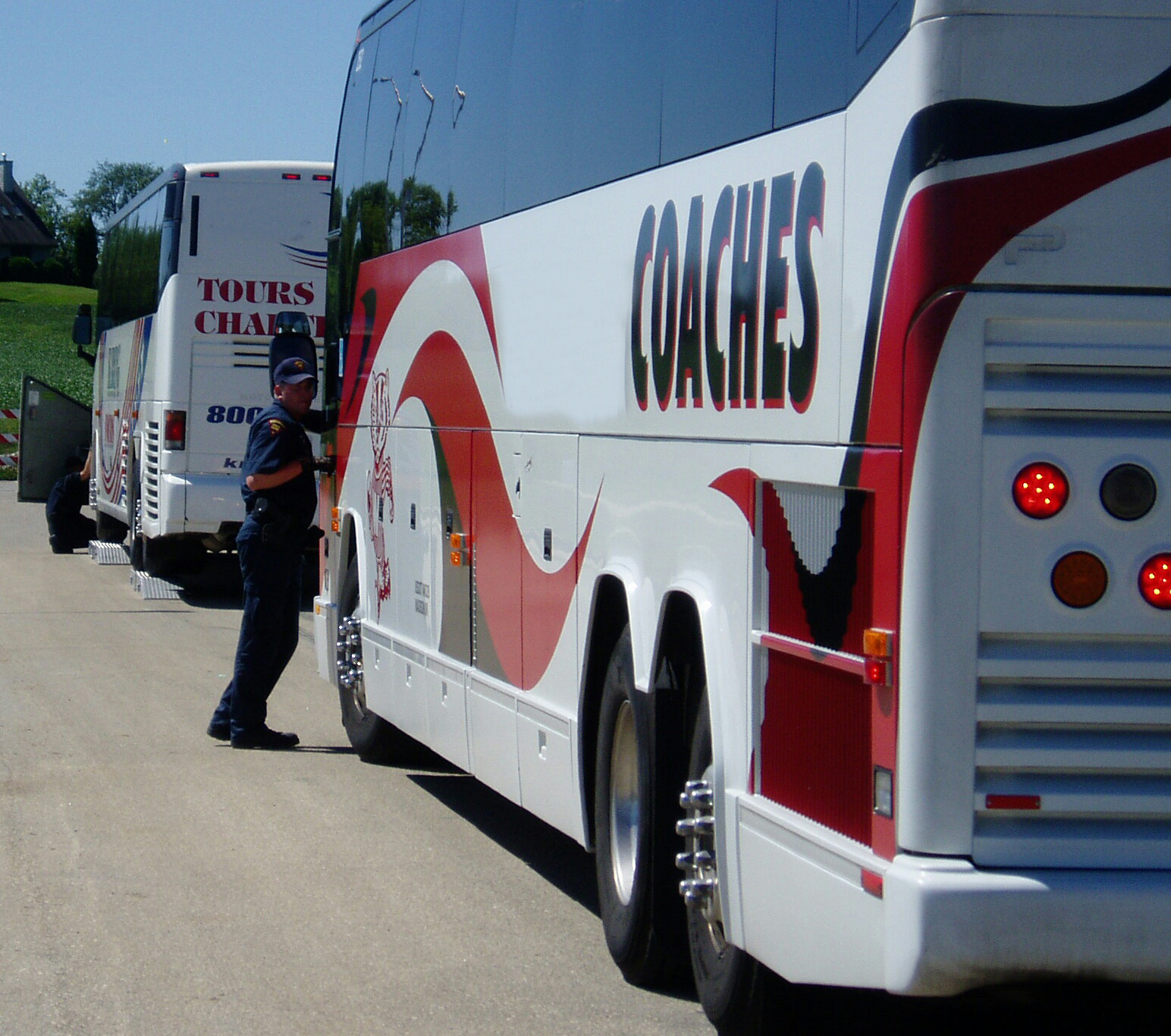 Motor bus about to be inspected