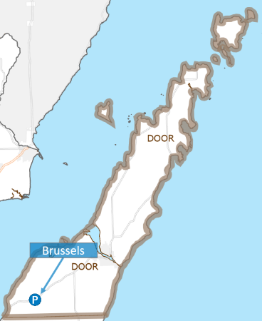 Map of Door County park and ride lots.