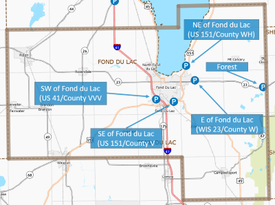 Fond du Lac County park and ride lots.