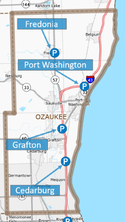 Ozaukee County park and ride lots