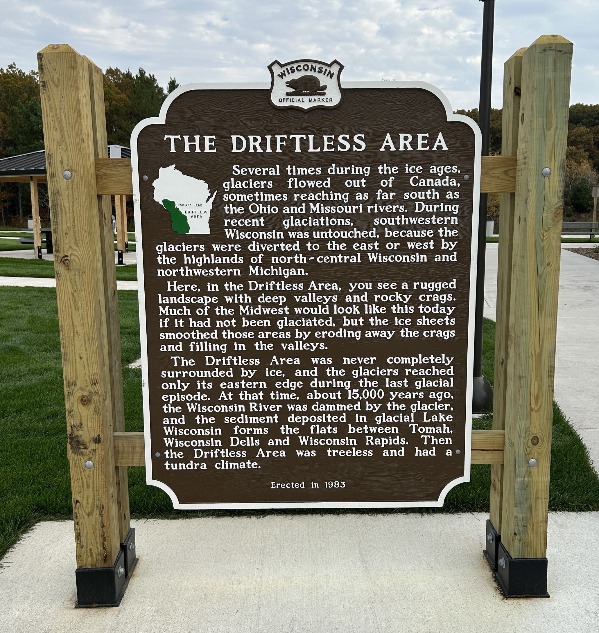 Sparta rest area the driftless area sign