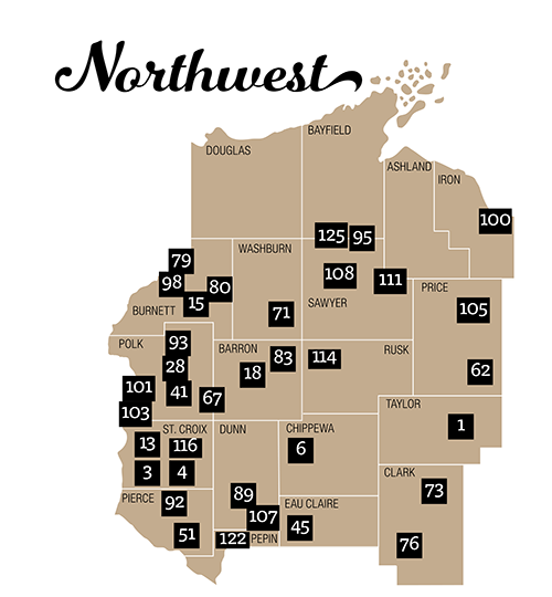 Rustic Roads - northwest region locator map