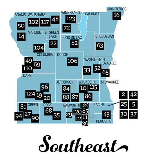 Rustic Roads - Southeast region locator map